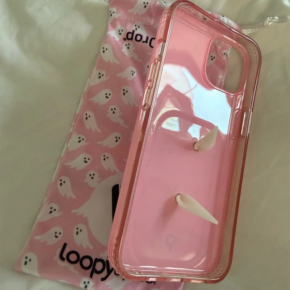 Loopy Case Pink Ghosts Phone Case with White Loop